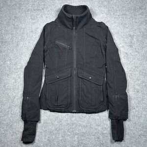 Lululemon Its Happening Jacket Womens‎ Size 6 Black Full Zip Stretch Quilted